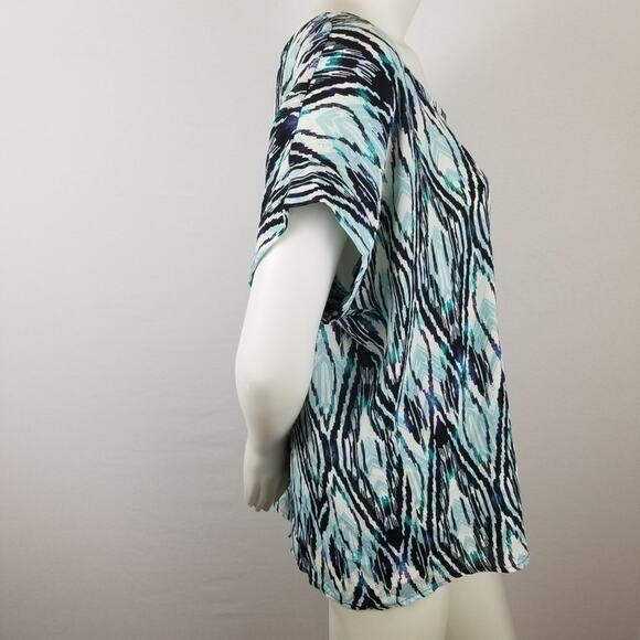 Tua Blouse 1X Open Back Overlay Top Damask - Picture 2 of 8